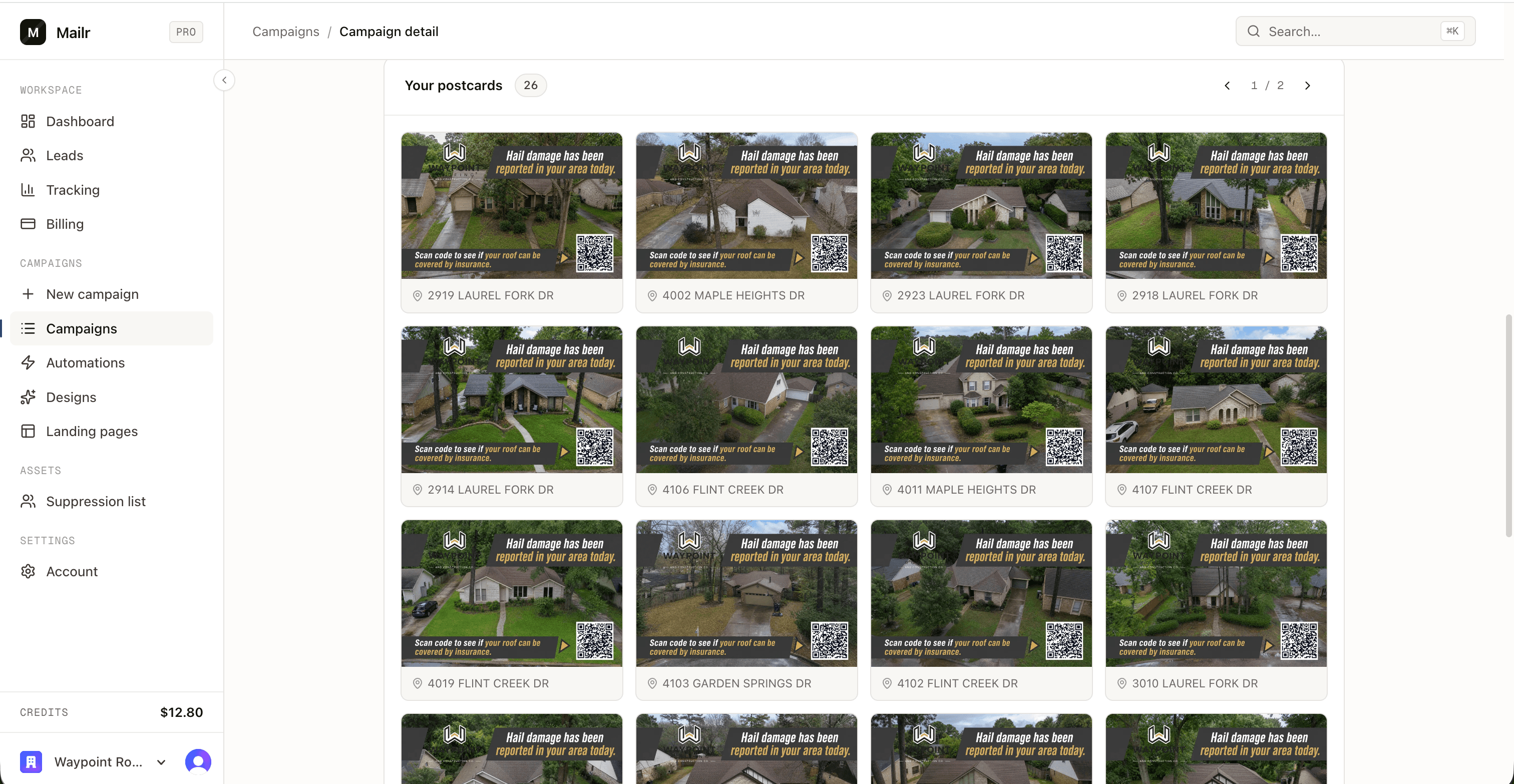 The campaign's postcards: every recipient's own home on the front of their card